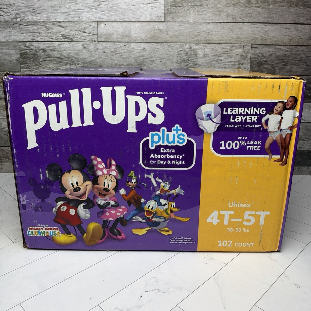 102 Count Size 4T-5T UNISEX   Huggies Pull Ups Training Pants   38-50 lb